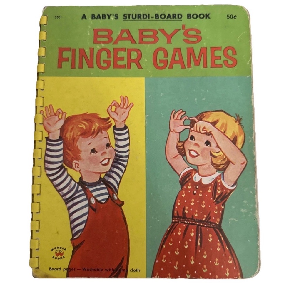 Baby's‎ Finger Games Sturdi-Board Book by WONDER 5501 Yellow Spiral Binding 1959